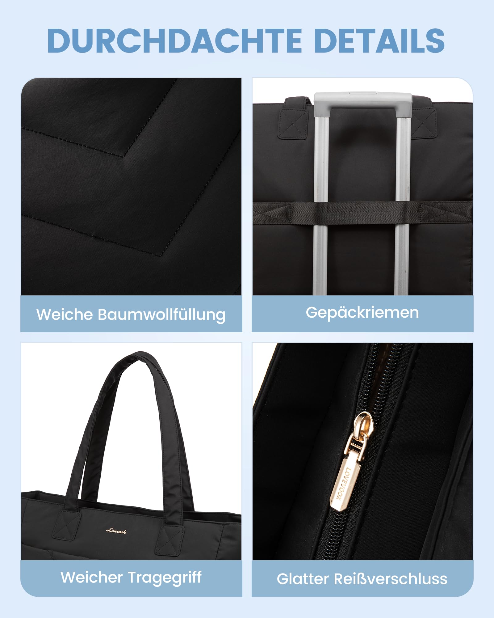 LOVEVOOK Laptoptasche Damen 17,3 Zoll, Shopper Tasche Handtasche