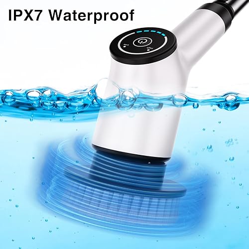 Miniatura 2 de Limpiador eléctrico giratorio, cepillo de limpieza inalámbrico con 8 cabezales de cepillo reemplazables y mango de extensión ajustable, limpiador de