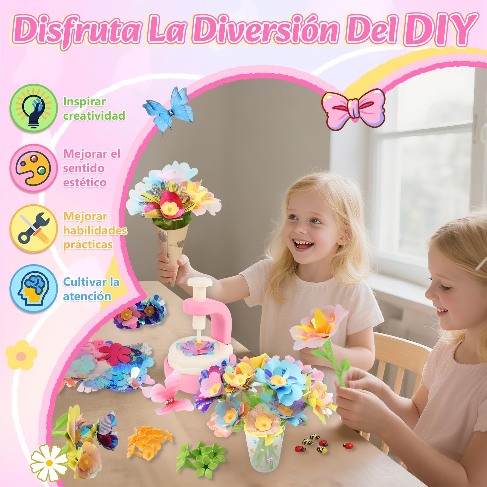 Herenear Juguete de Mercado de Flores, Juguetes Niña 4 5 6 7 8 9 10 Años, DIY Manualidades Florales Niña 4 5 6 7 8 9 10 11 Años, Juguetes para Arreglos Florales Regalos de Cumpleaños y Navidad