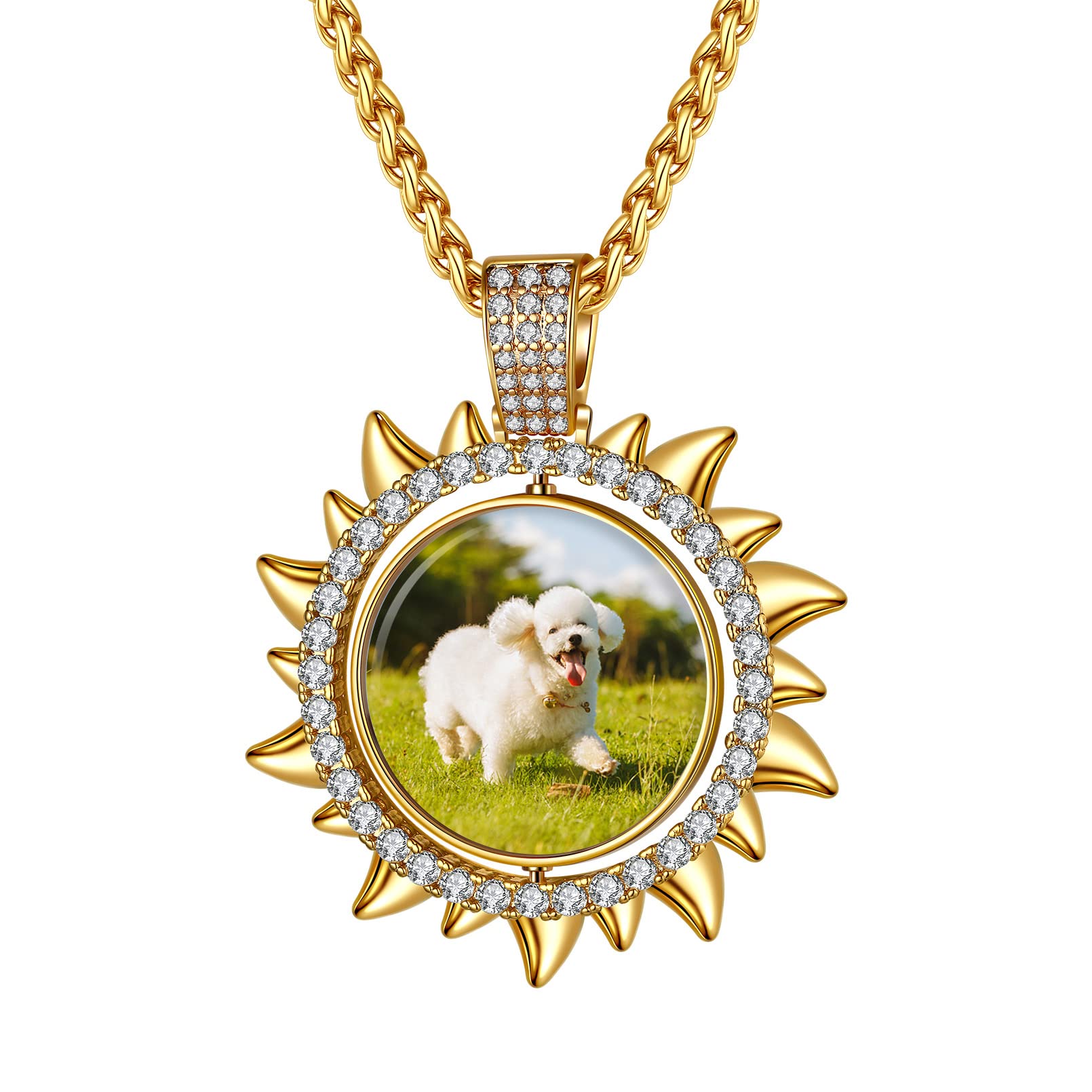 Custom4U Picture Necklace Personalized Photo Circle Chain for Men Women