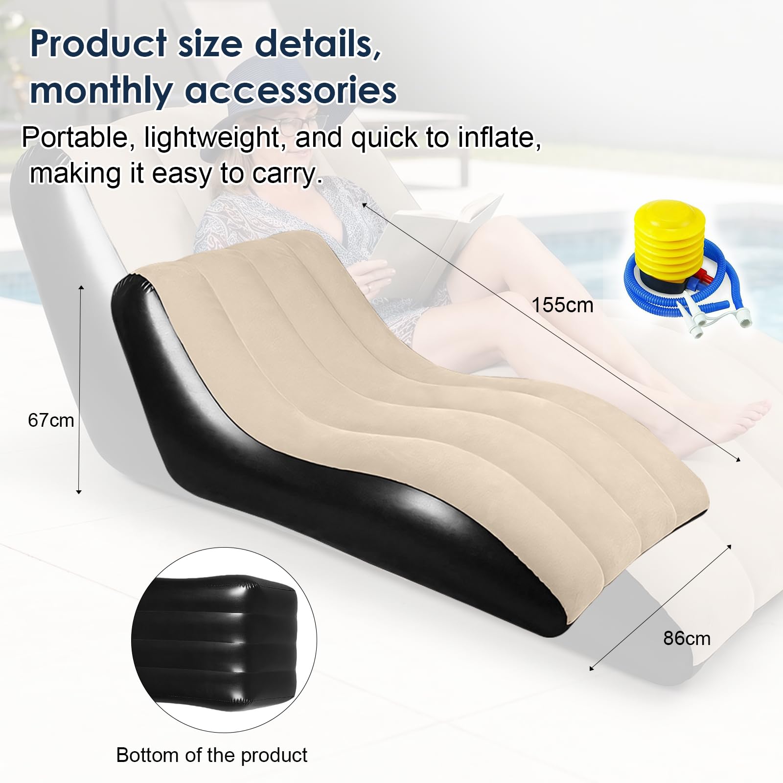 Sofá inflable, sillón hinchable, sofá de aire, sofá de camping, sofá portátil con superficie flocada para salón, camping y exterior