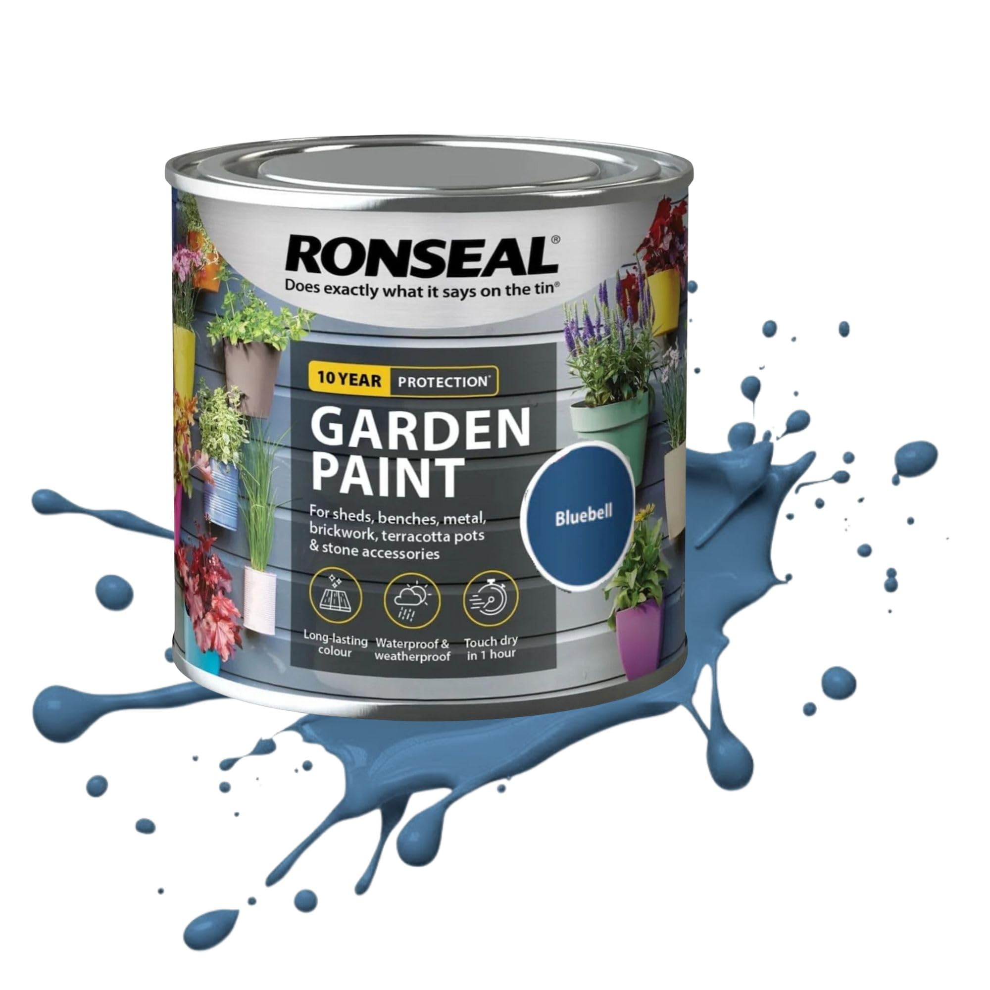 AOC24 750ML Garden Paint Bluebell, Water Based Outdoor Paints, Long Lasting Weather Resistant, Fast Drying Color for Wood, Bricks, Pots, Anti Crack Peeling DIY Paint (Bluebell, 750 M L)