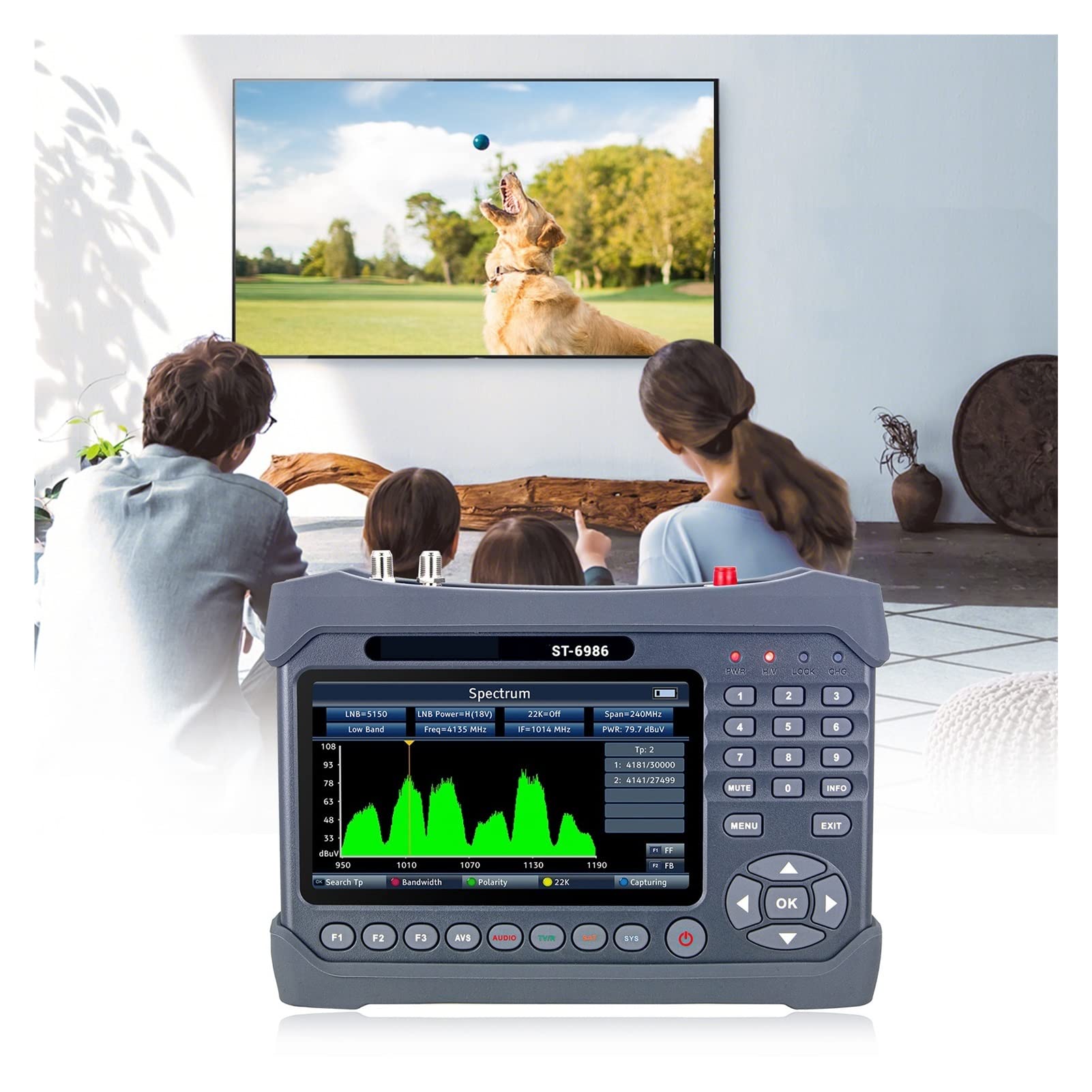 Récepteur Satellite, Compteur de Signal numérique HEVC H.265 (10 bits) MPEG-4 ST-6986 DVB-S/S2/T/T2/C Satellite Finder Combo TV