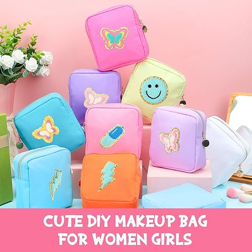 Miniatura 6 de Umigy 12 bolsas de cosméticos de nailon, mini bolsas de maquillaje a granel, impermeables, lindas, bolsa de viaje para ella, regalos de bricolaje,