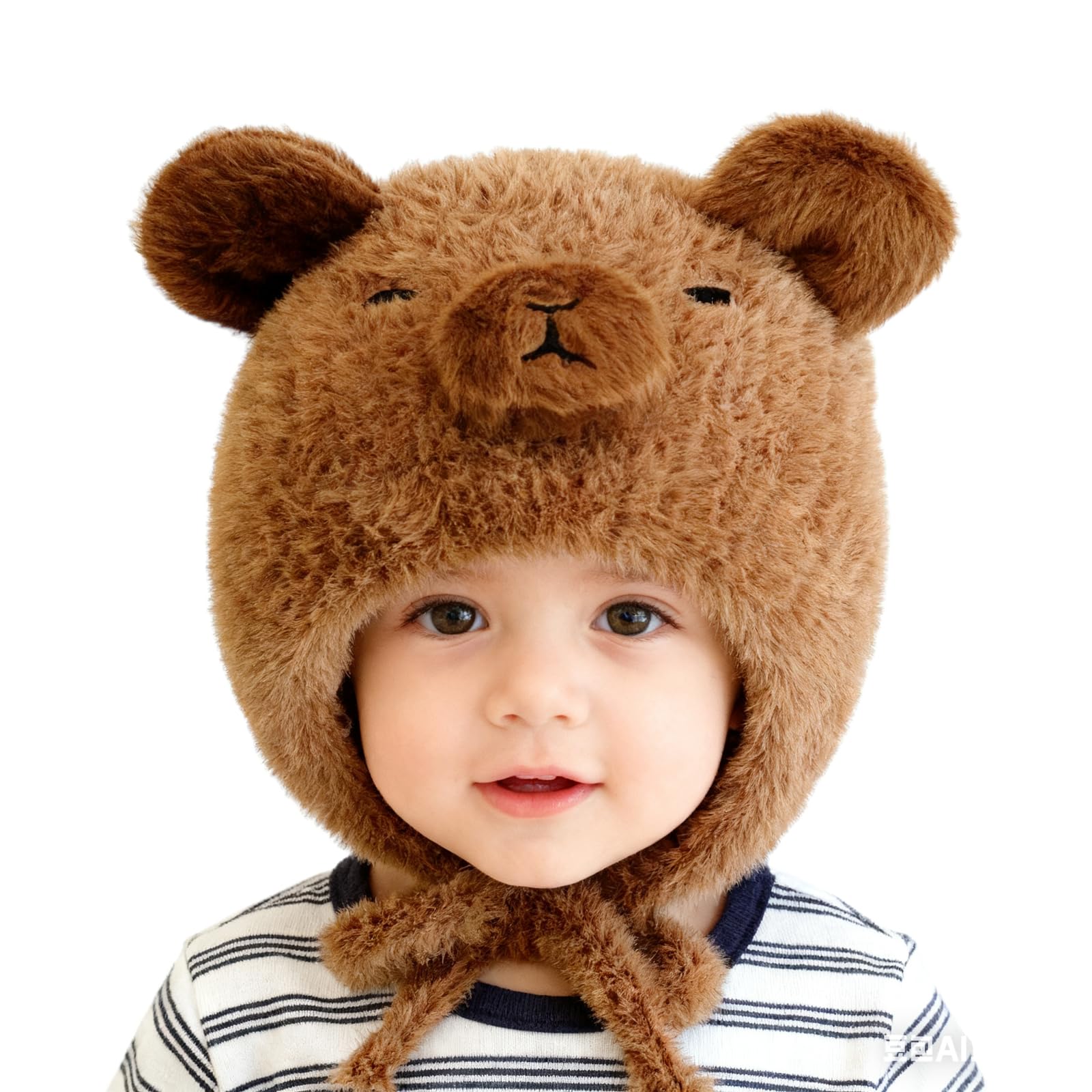 Capybara Hat Plush Winter Hat, Soft Fuzzy Material, Kids Winter Accessories for Age 1-6