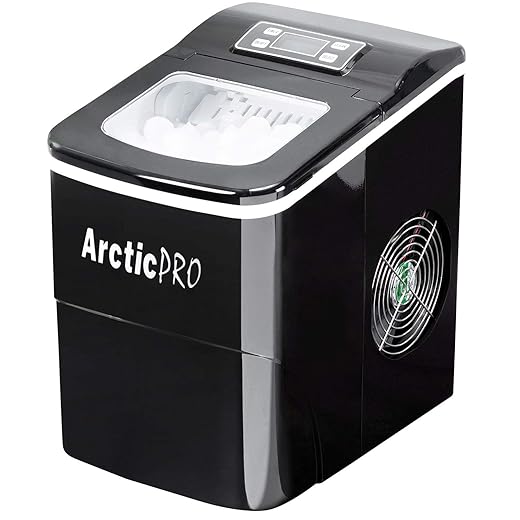 Portable Digital ICE Maker Machine by Arctic-Pro with Ice Scoop, First Ice in 6-8 Minutes, 26 Pounds Daily, Great for Kitchens, Tailgating, Bars, Party, Small/Large Cubes, Black, 11.5x8.7x12.5 Inches