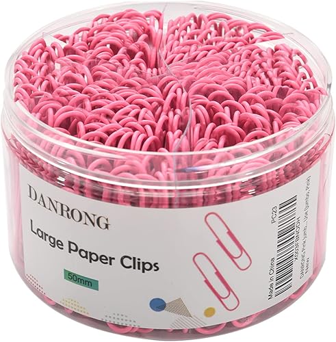 Clips de papel color rosa jumbo, 265 clips de papel de 2 pulgadas, clips grandes para papeleo ideal para el hogar, la escuela y la oficina (2