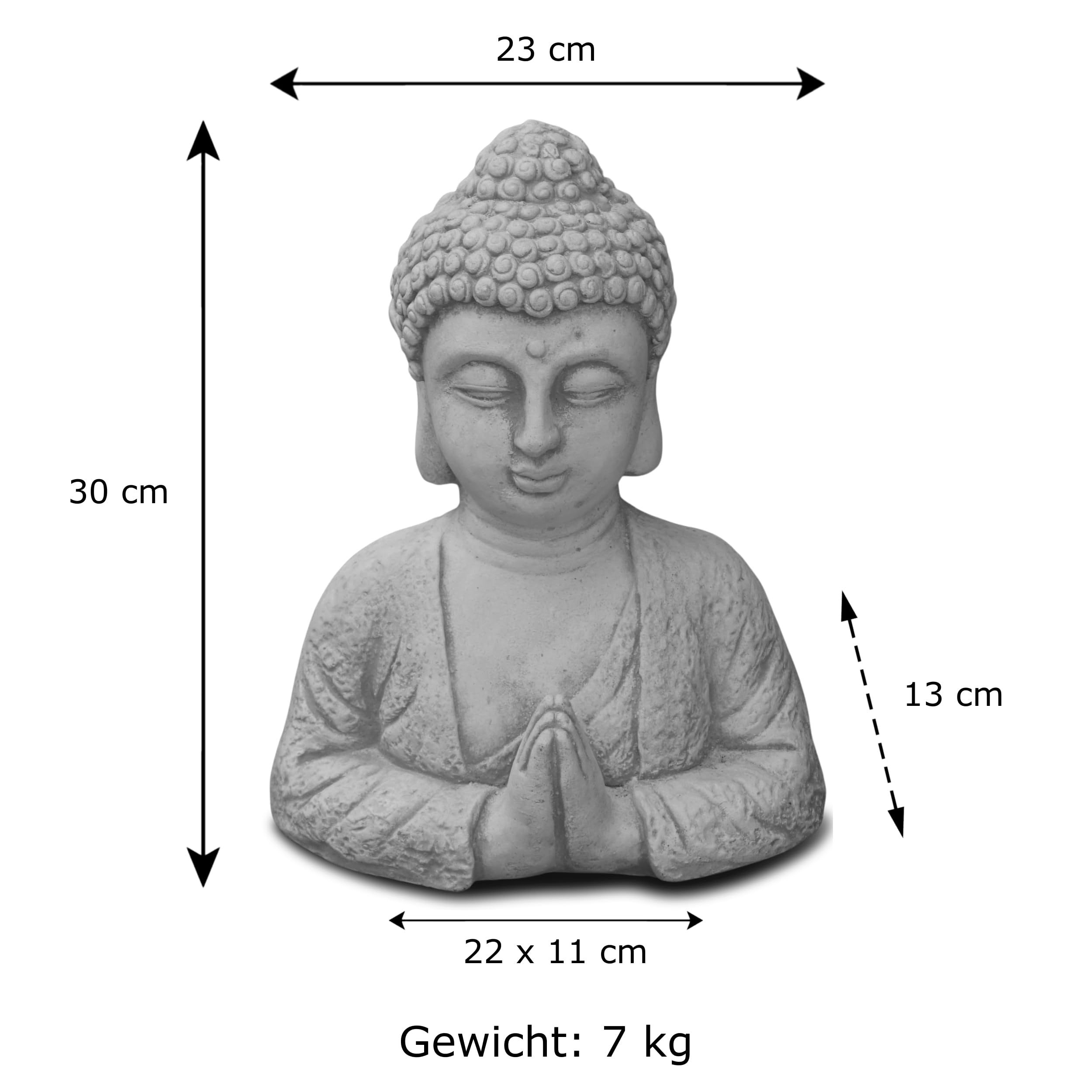 gartendekoparadies.de Statua in pietra massiccia Buddha busto statua in pietra grezza resistente al gelo
