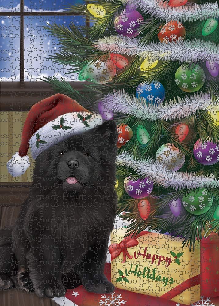 Christmas Tree with Presents Chow Chow Dog Jigsaw Puzzle for Adults - Animal Printed Interlocking Puzzle Game Artwork - Gift for Dog Lover's -1000 Pcs 29.5"x19.7", PZLE57796