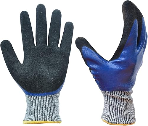Guantes de jardinería duraderos, guantes de jardín de nitrilo resistentes, doble capa (XL, 2 pares azul)