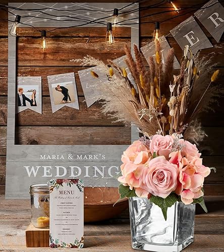 Miniatura 4 de Jarrones cuadrados de vidrio de 5 x 5 pulgadas, jarrón galvanizado para decoración de hogar, oficina, centro de mesa, jardín, boda, fiesta, juego de