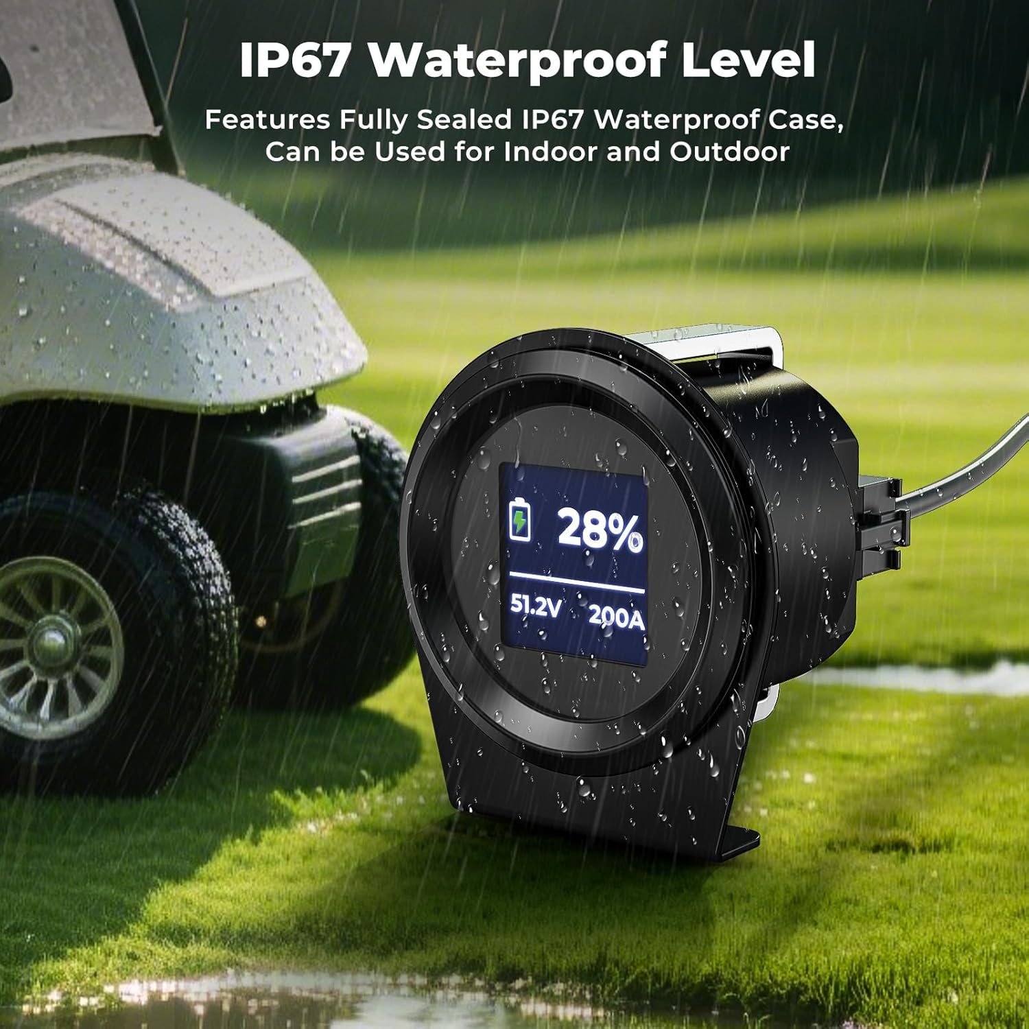 RoyPow Golf Cart Battery Meter LCD Display 36V 48V 72V Lithium Monitor Gauge IP67 Waterproof