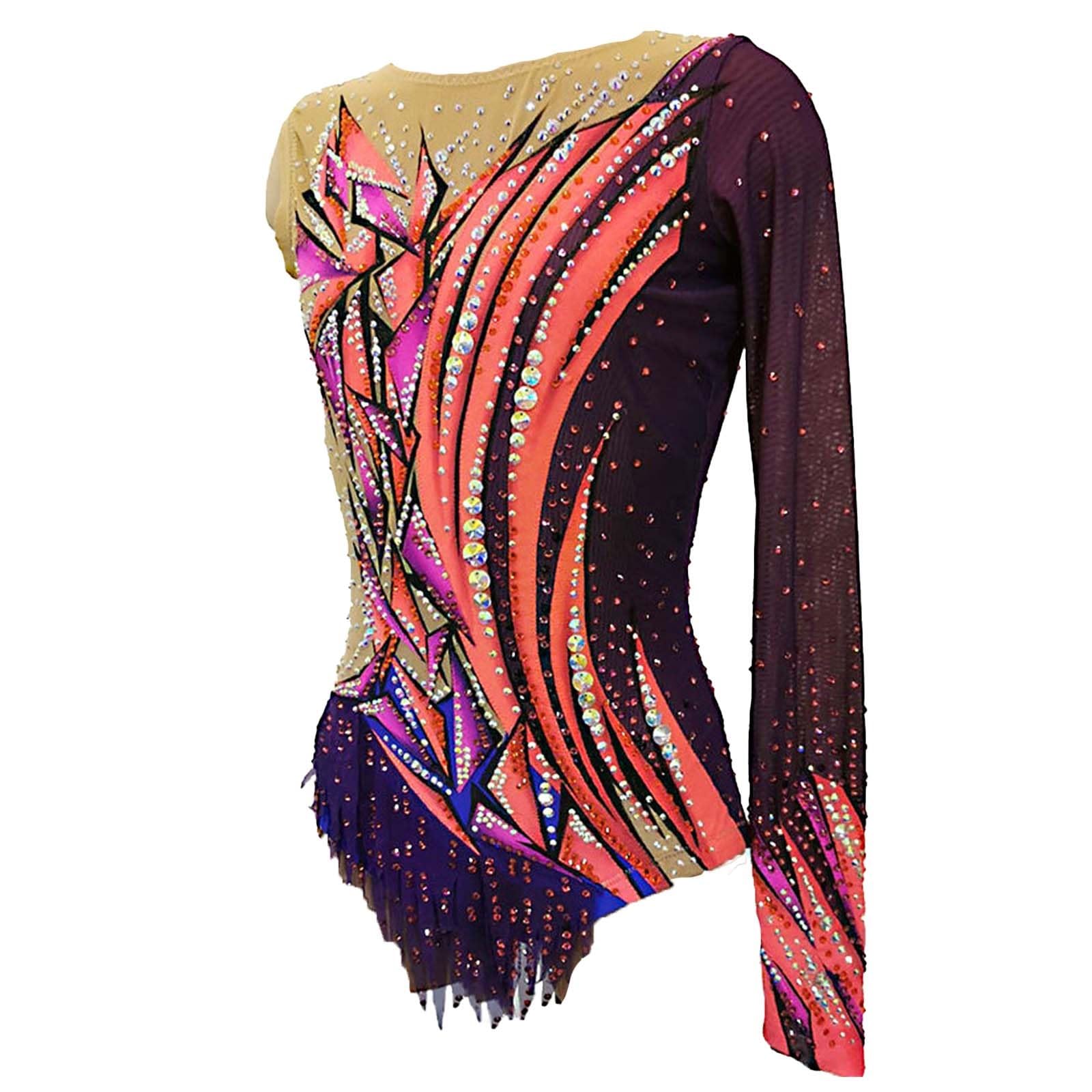 Leotardo De Gimnasia Rítmica For Niñas Trajes De Caída De Cristales Brillantes For Niñas Ropa De Competición