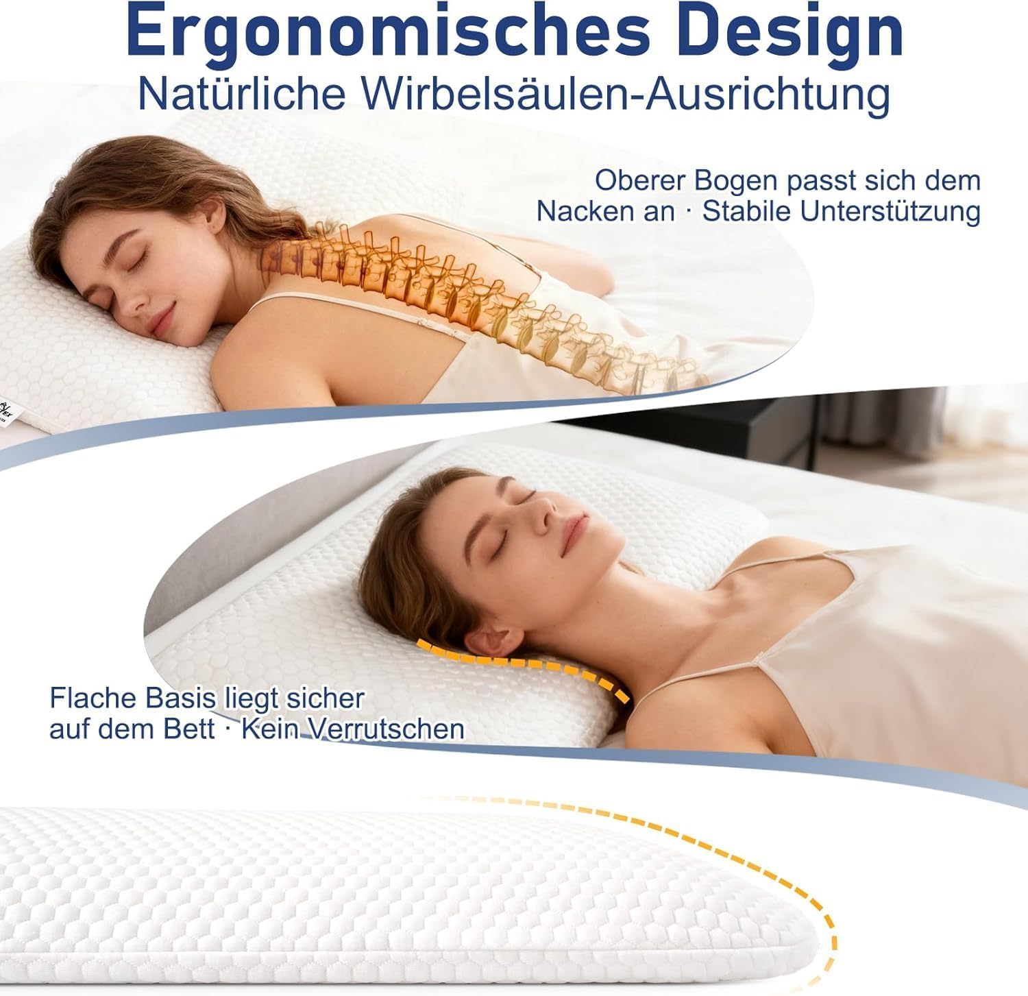 Talatex Natural Latex Flaches Kopfkissen,Ultra-Schlank-Kissen Für Bauchschläfer, Dünnes Latex-Kissen Hilft Bei Der Druckentlastung, Perfektes Paket (Standard (60×40×7cm))