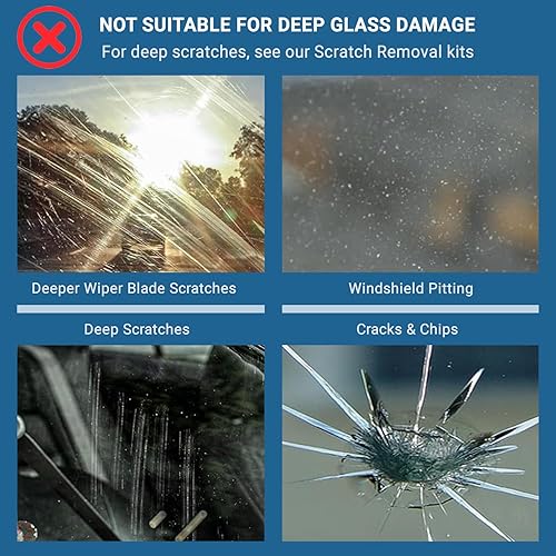 Miniatura 4 de Glass Polish DIY 3” (75mm) Kit de pulido para parabrisas para restauración de vidrio de auto, elimina daños por las escobillas, arañazos finos