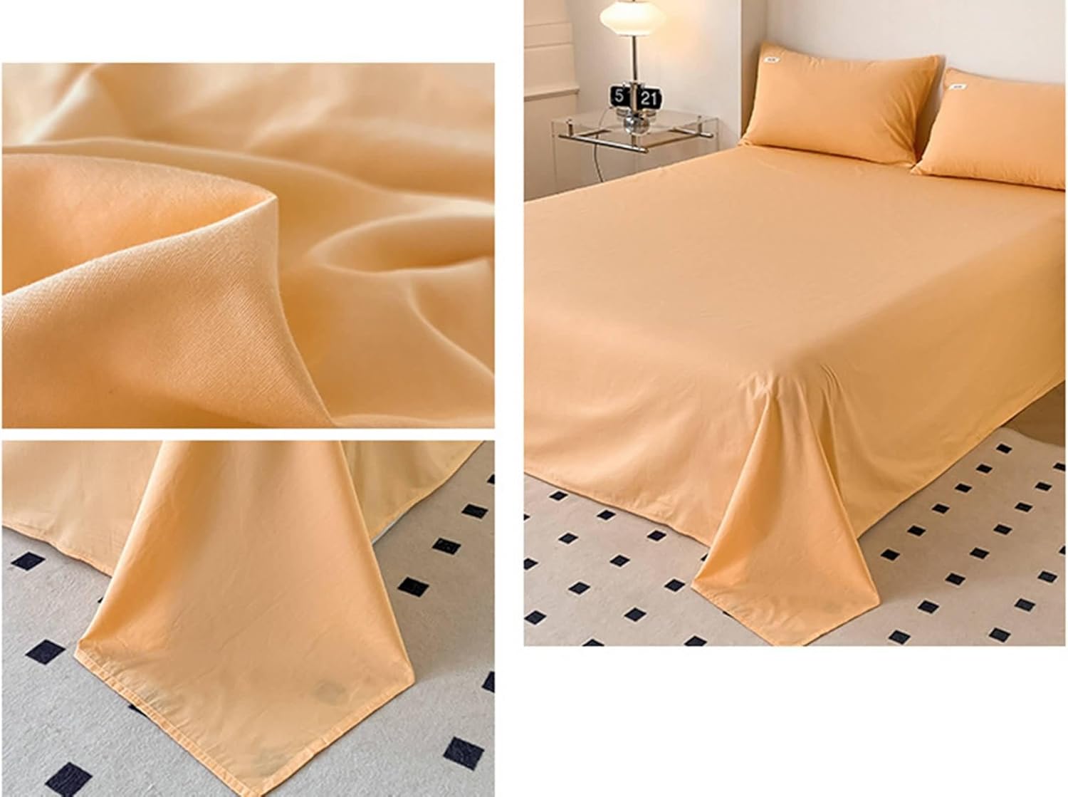 Beydodo Flat Bed Sheet 70 x 90 inch, Fitted Sheets Solid Color, Comfortable and Soft Cotton Bed Covers 180x230cm