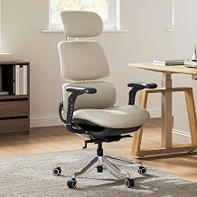 EUREKA ERGONOMIC Executive Office Chair, High Back Office Chair with Lumbar Support, Silicone Leather Executive Desk Chair Comfy Computer Chair with Headrest for Home Office, Off White