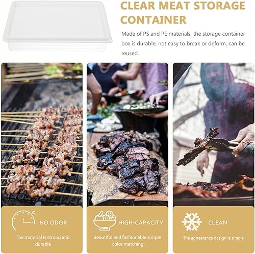 Miniatura 4 de Luxshiny Recipiente de plástico para tocino con tapa, transparente hermético, para carne, cortes en frío, ahorro de queso, contenedores de