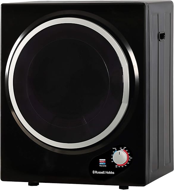 Russell Hobbs RH3VTD800B Black 2.5kg Compact Mini Vented Tumble Dryer, Portable, Freestanding Table top Dryer with 3 Heat Settings small