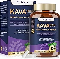 Vista 1 de Extracto de raíz de kava kava de 1000 mg con magnesio, 50% kavalactonas, L teanina, mezcla de hierbas Ashwagandha para un estado de ánimo