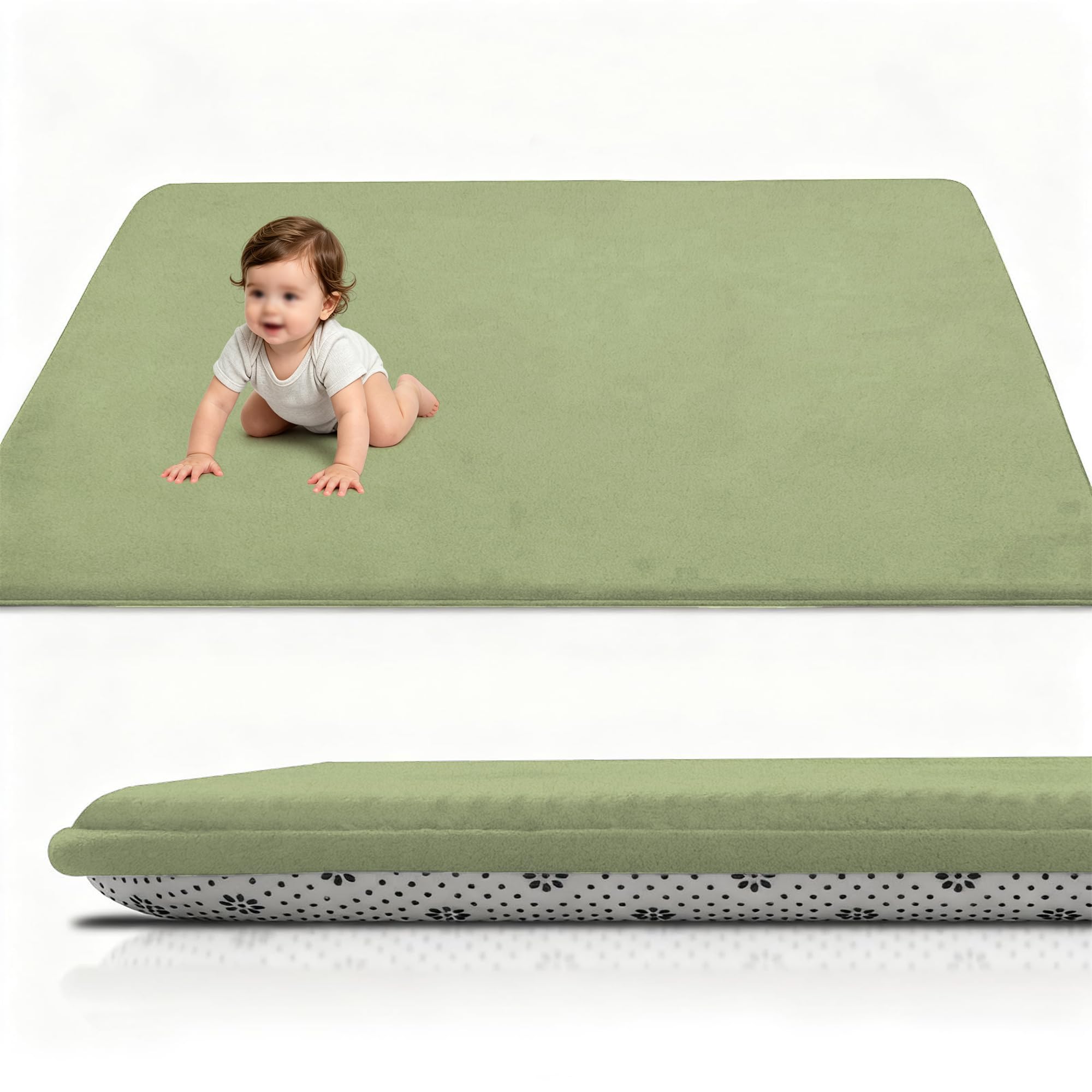 Tapis de sol mousse bébé en velours corail ultra doux et amortissant