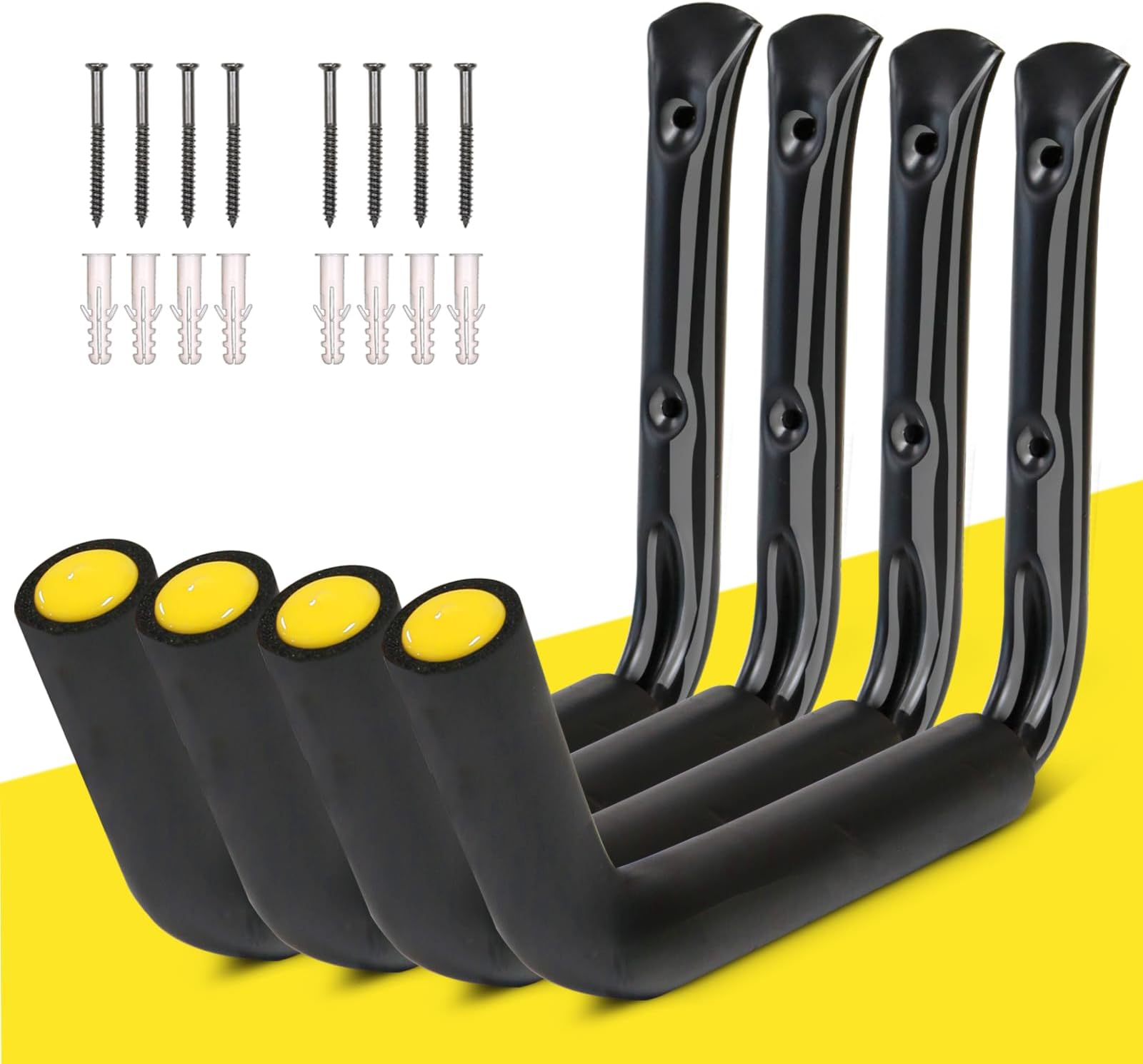 GEEDAR 120 LB Capacity (15") Heavy Duty Garage Storage Hooks (4packs) Kayak Storage Hanger Wall Mounted Rack for Hanging Ladders, Bikes