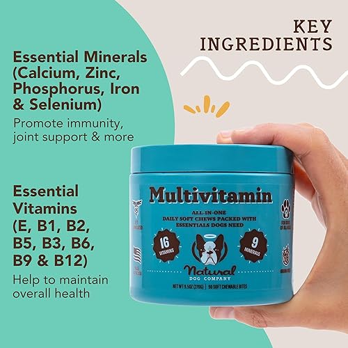 Miniatura 2 de Natural Dog Company Paquete de bienestar para perros, multivitaminas para perros, para cachorros y personas mayores, suplementos para la piel y el