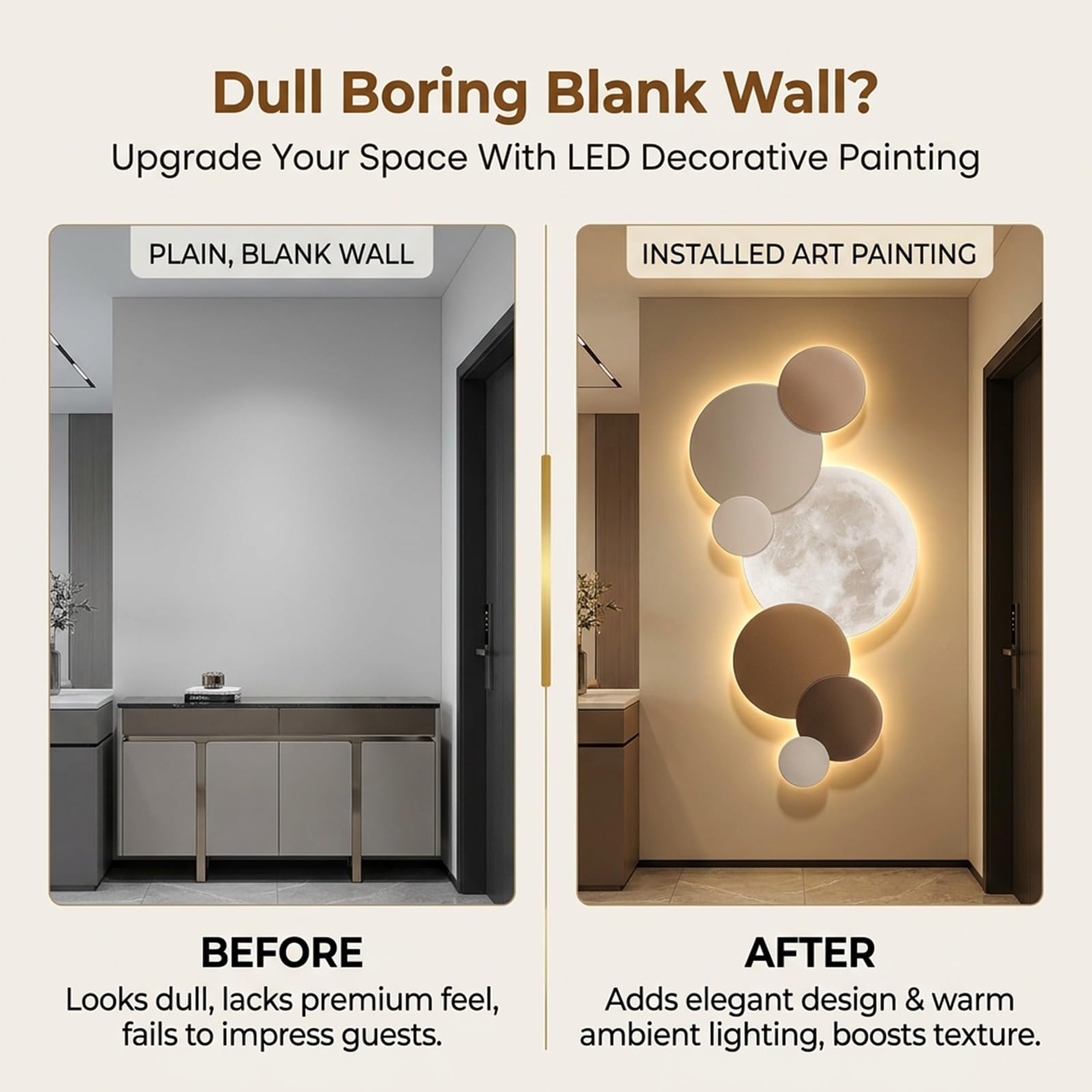 YNAYGDIUGD Scultura Murale 3D Con Illuminazione A LED, Decorazione Da Parete Luminosa E Moderna, Quadro In Porcellana Cristallina Per Soggiorno O Ingresso