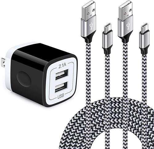 Miniatura 10 de Bloque de enchufe de pared de doble puerto USB C adaptador con 2 cables de carga rápida tipo C de 6 pies para Samsung Galaxy S24 S23 S22 S21 S20 S9