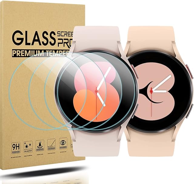 Diruite 4-Pack for Samsung Galaxy Watch 5/4 40mm Screen Protector Tempered Glass (Diameter 37mm) for Samsung Galaxy Watch 5 40mm/Galaxy Watch 4 40mm Smart Watch [2.5D 9H Hardness][Anti-Scratch]