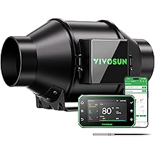 VIVOSUN G4 4" Inline Duct Fan &amp; Temperature Humidity Controller, E42A+ WiFi-App Control AeroZesh Grow Tent Fan&amp; Smart Thermostat, 195 CFM EC Motor Exhaust Fan for Heating Cooling, Greenhouse Accessory