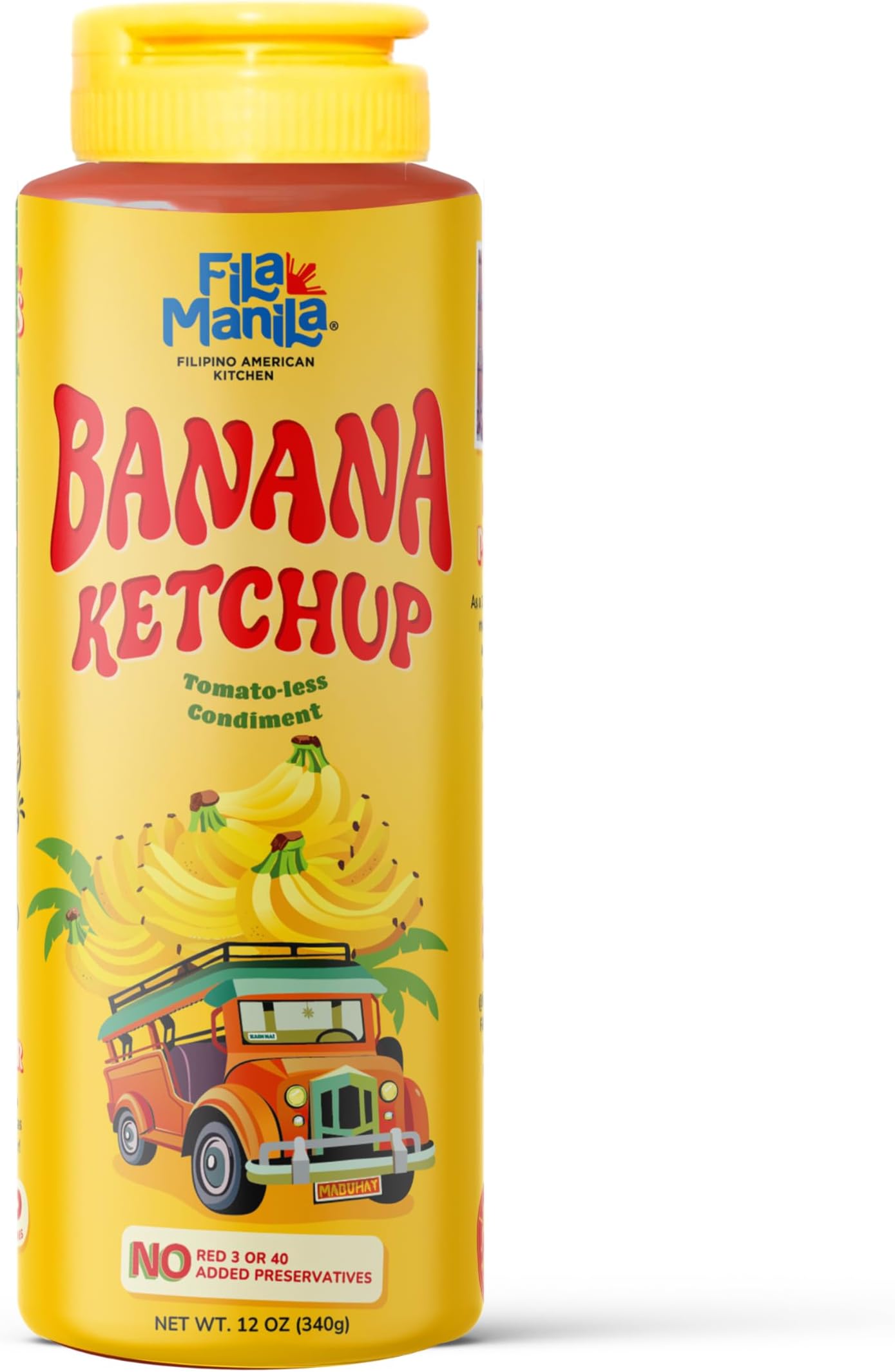 Fila Manila Banana Ketchup โ Filipino Sauce & Condiment โ 12 oz jar, Mild, Vegan, No MSG, No Sugar Added, Gluten Free, Dairy Free, Made in the USA, Banana Ketchup, 1 Count (Pack of 1)
