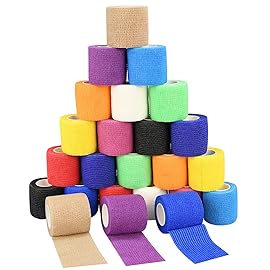 2 Self Adhesive Bandage Wraps, 24pcs Vet Wraps, 12 Colors, 5 Yard Self Adherent Wraps for Sports, Wrist, Ankle and Swelling