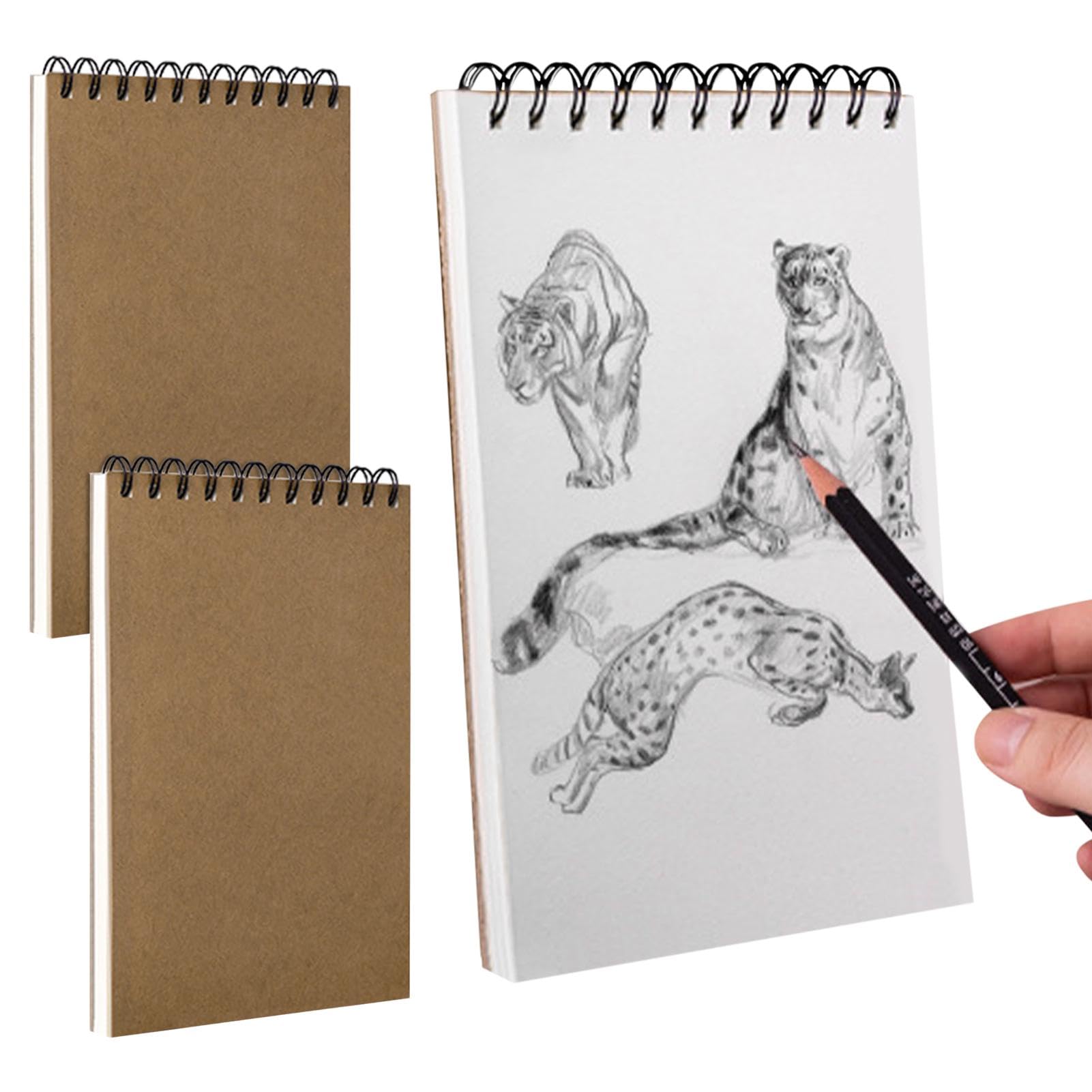 2 Pcs A5 Sketch Books, 160gsm Spiral Bound Drawing Pad Sketch Paper Art Supplie