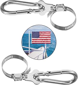 2Pcs Stainless Steel Adjustable Flag Mounting Clamp, Anti Winding - Fits 0.8-1.5Inch Diameter Flag Pole
