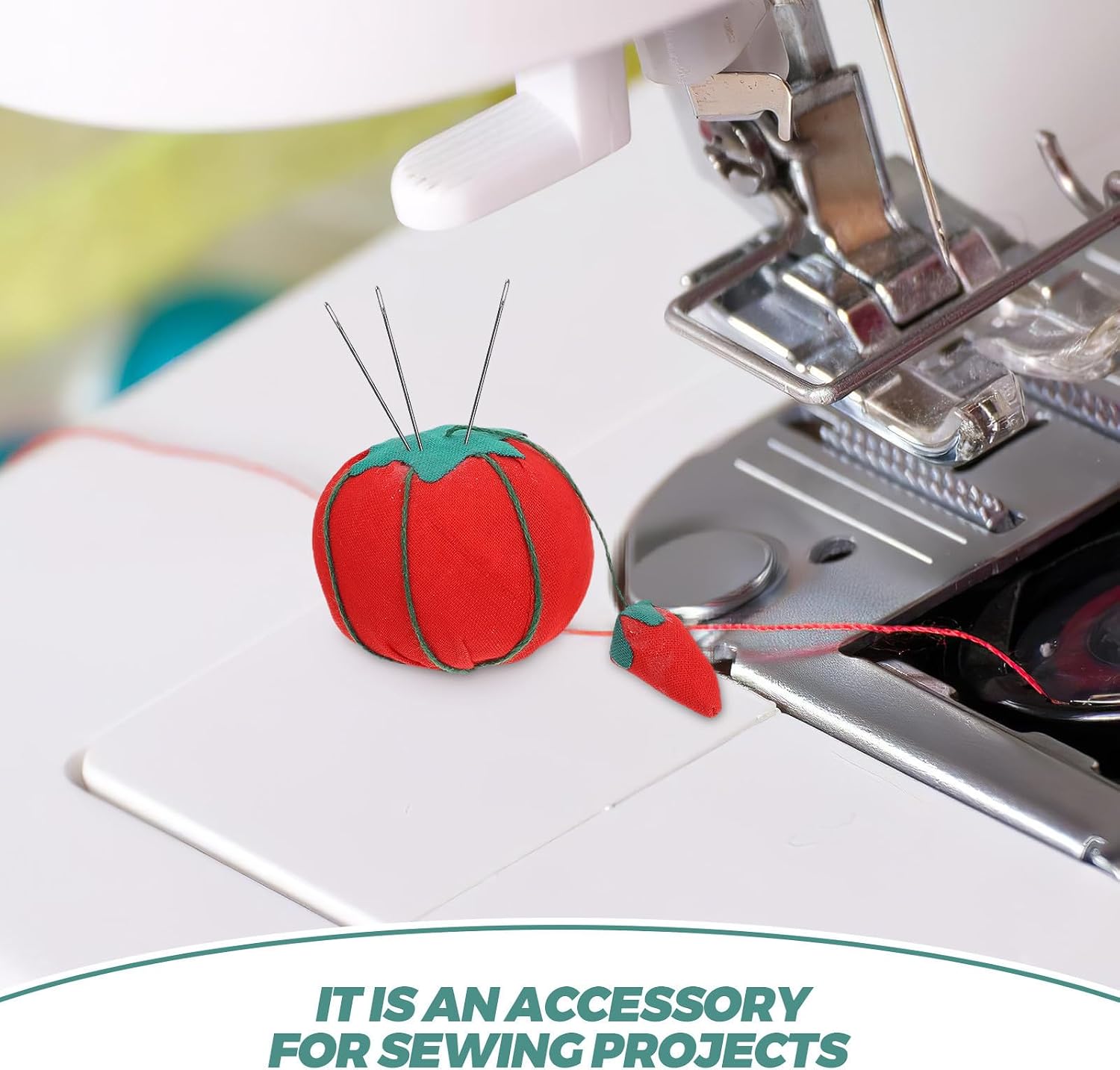 2pcs Tomato Pin Cushion Wrist Sewing Tool for Grandmas, 5cm Red image 3
