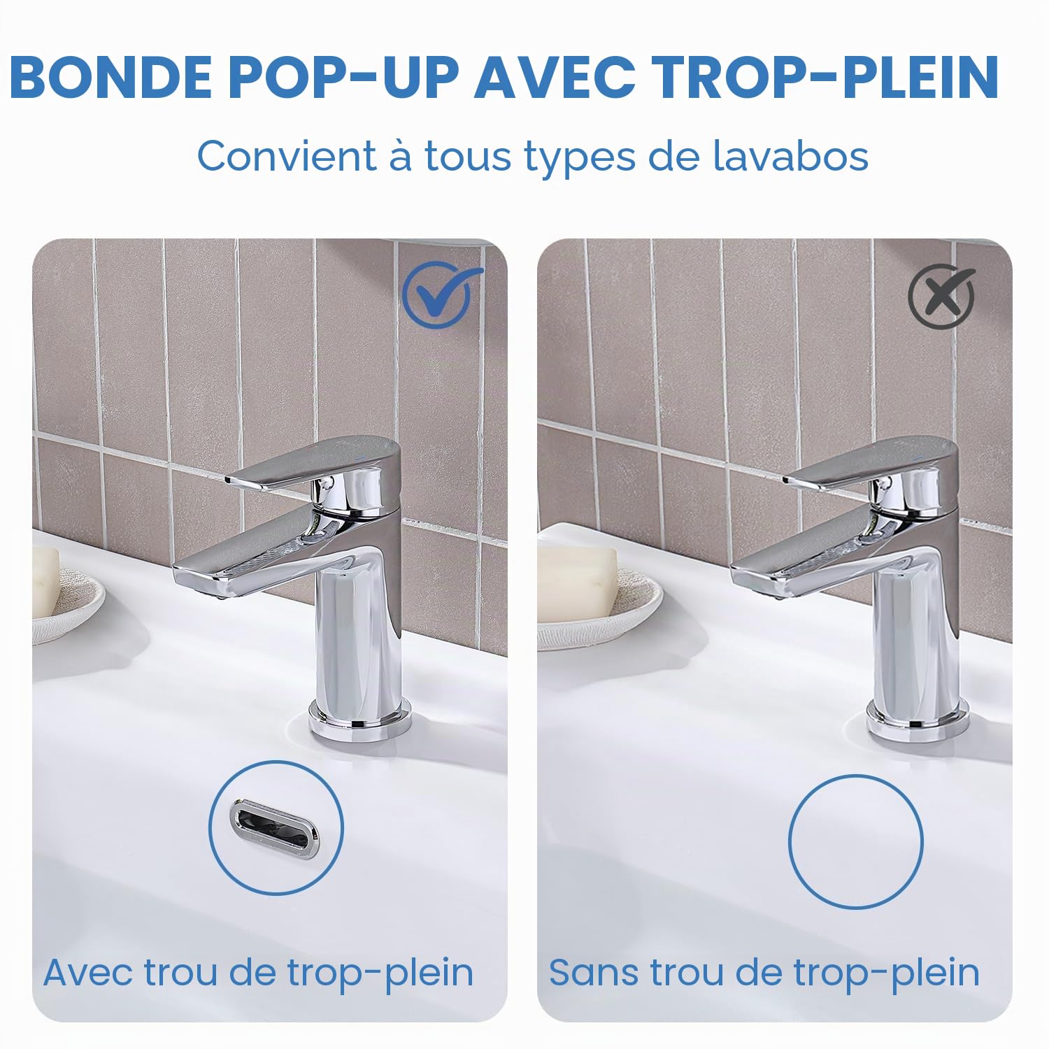 Decaura robinet salle bain en laiton avec bonde de lavabo G1" 1/4
