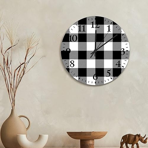 Miniatura 5 de ArogGeld Reloj de pared de madera de búfalo blanco y negro de 15 pulgadas, funciona con pilas, silencioso y sin tictac, moderno reloj colgante para