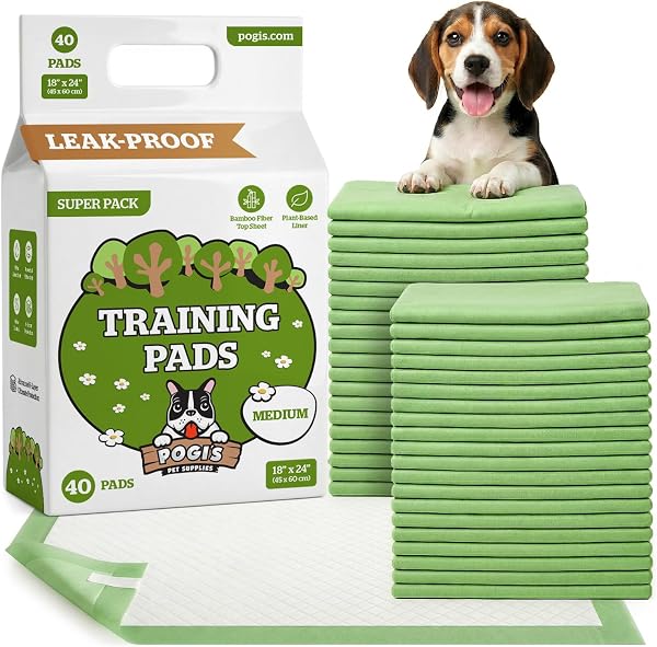 Pogi Tapis éducateurs pour Chiens – écologiques, Ultra absorbants et Anti-odeurs – Paquet de 40 (45 × 60 cm) - 1