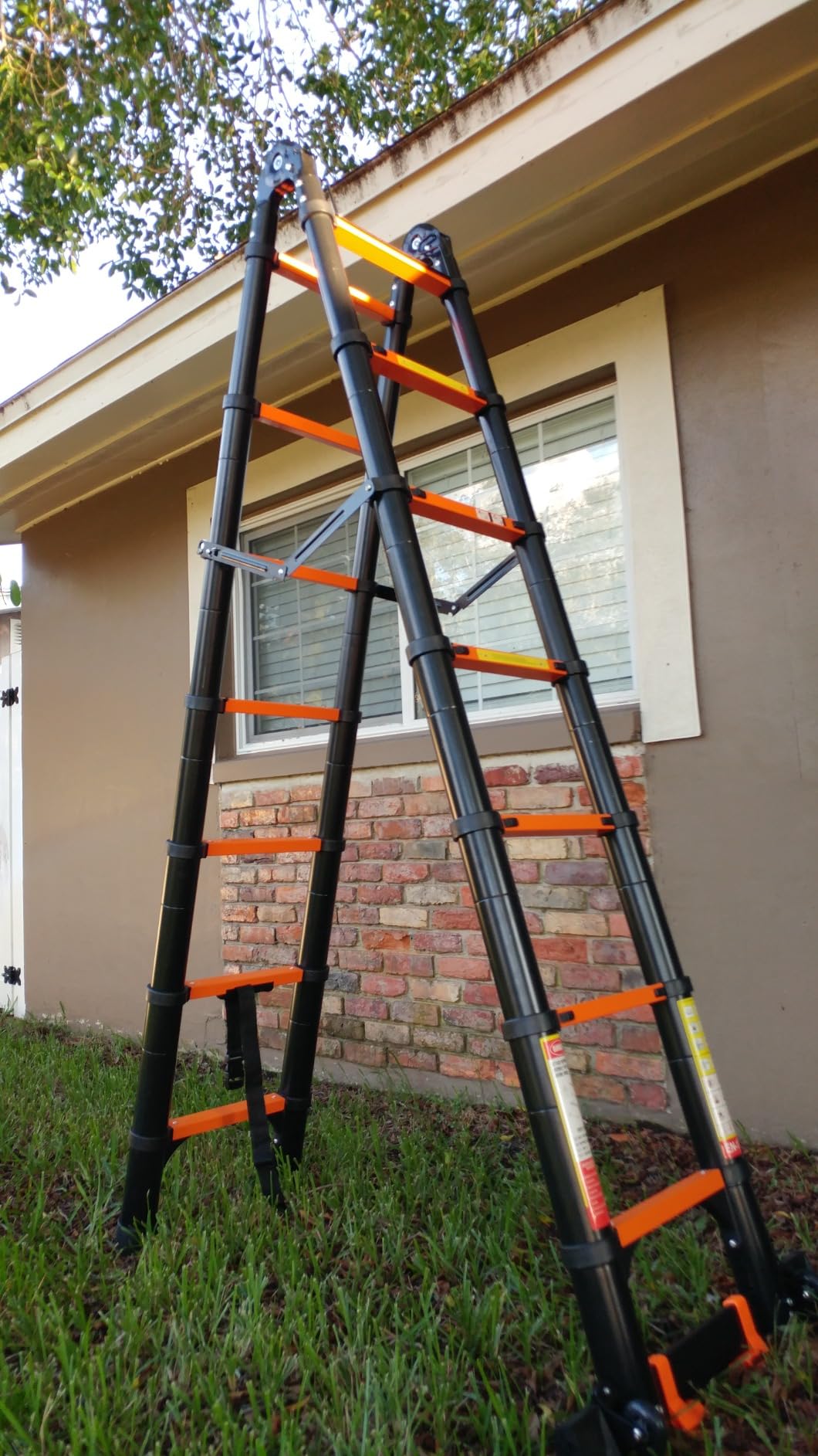 $25/mo - Finance 14.5FT Telescoping A Frame Ladder with Tool Platform ...