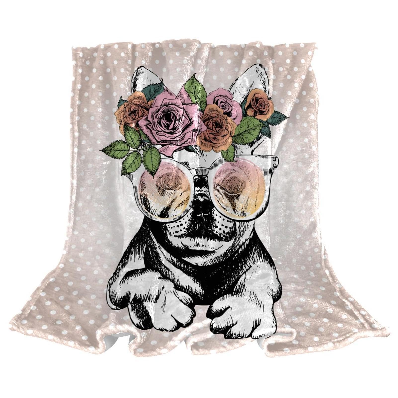 Couverture polaire bouledogue douce pour soirées cocooning sur le canapé