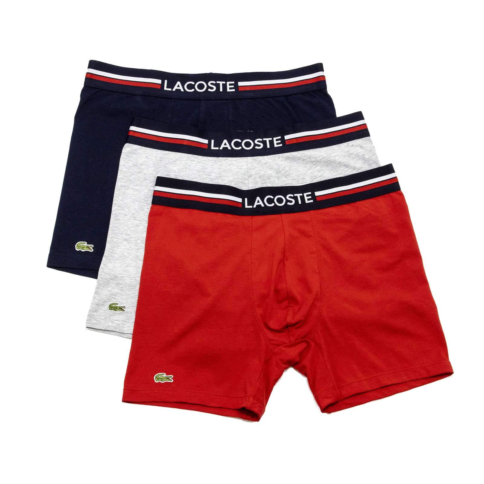 Lacoste Boxer Briefs 3-Pack French Flag Iconic Lifestyle Navy Blue/Silver Chine/Red M (EUR 5)