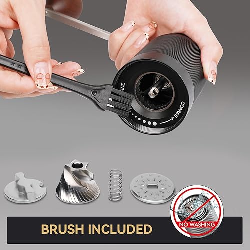 Miniatura 7 de Molinillo de café eléctrico portátil, molinillo de café con rebabas cónicas  Manual de modo dual y molinillo eléctrico manual con ajustes de