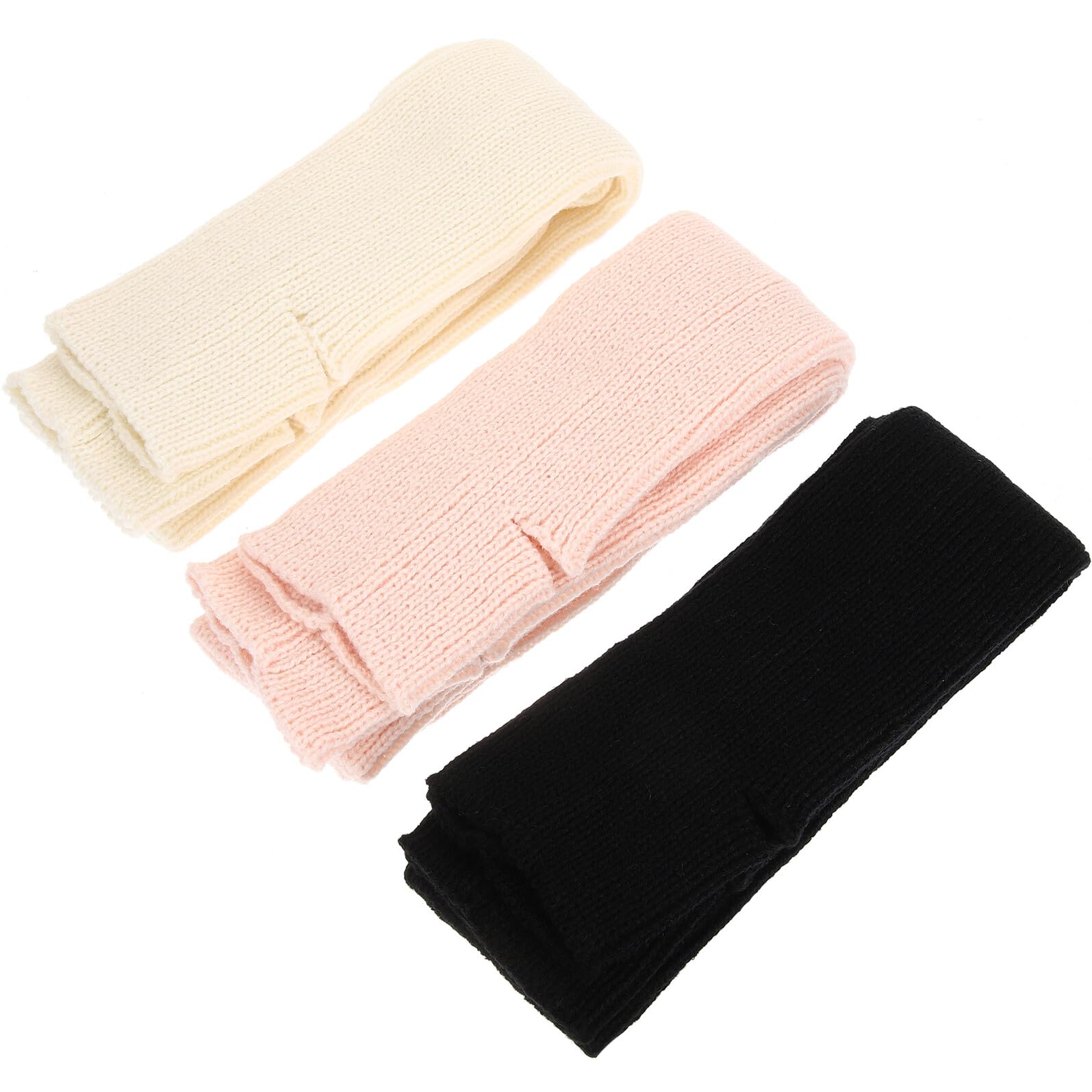 NOLITOY Calentadores de Piernas Largos para Mujer 3 Pares de Lana Térmica Negra y Rosa Nude para Ballet Yoga y Baile Invierno Otoño