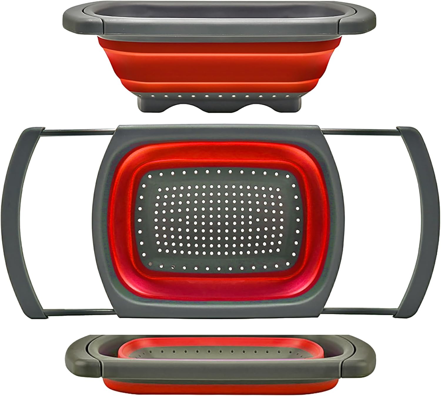 Qimh Colander Collapsible, Over The Sink Veggies/Fruit 6-Quart Strainers and Colanders with Extendable Handles, Folding Strainer for Kitchen Qimh Colander Collapsible, Over The Sink Veggies/Fruit 6-Quart Strainers and Colanders with Extendable Handles, Folding Strainer for Kitchen