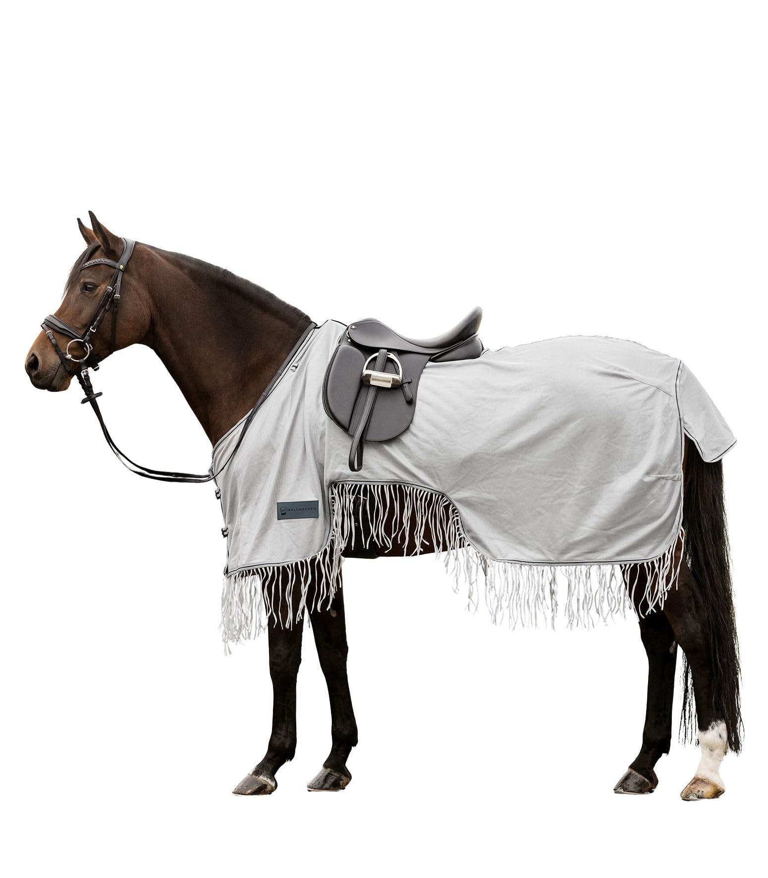 Waldhausen Protect Fliegenausreitdecke mit Fransen, Silbergrau/grau, 125