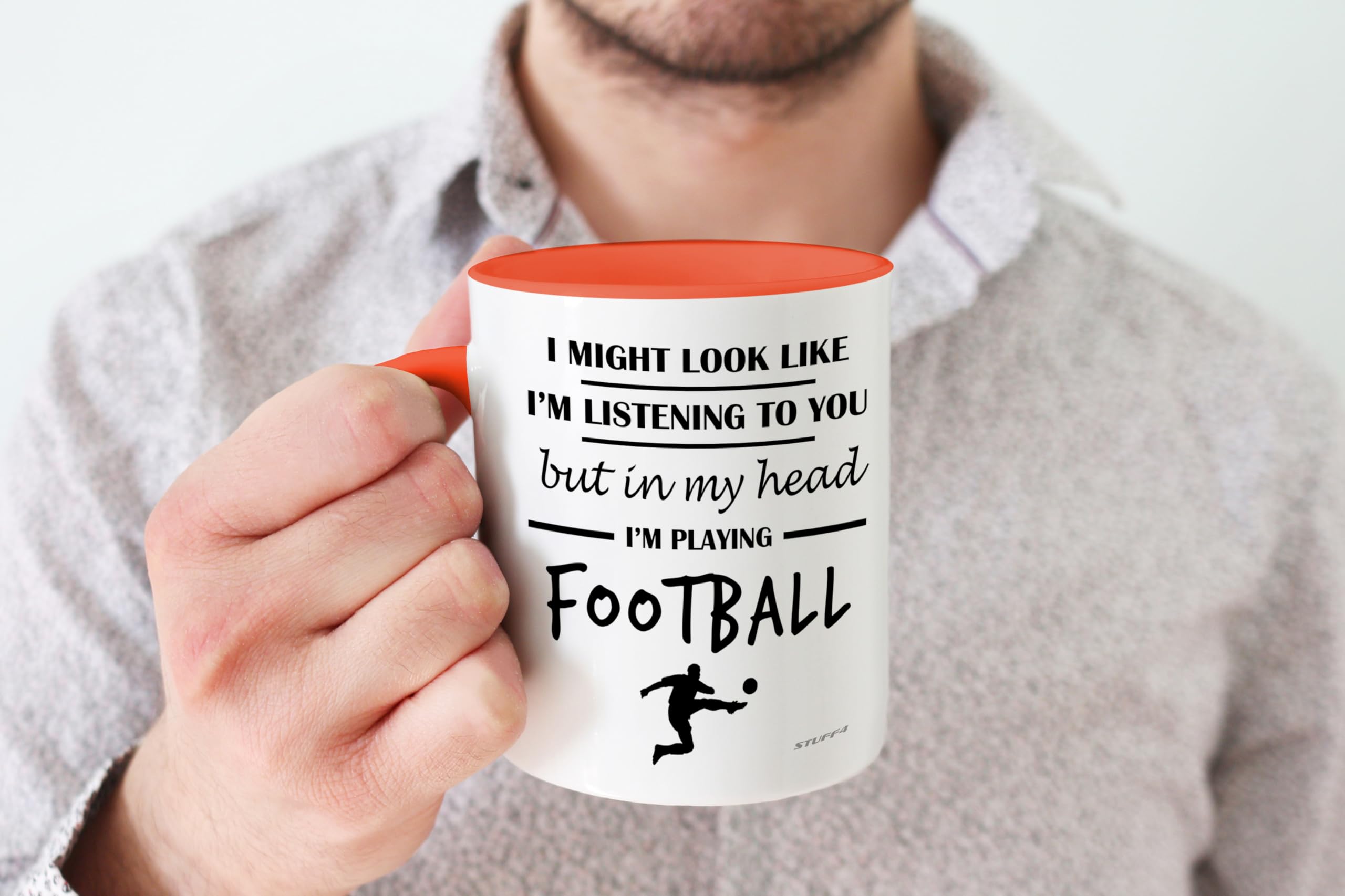 Stuff4 Football Gifts, in My Head I'm Playing Football Mug, Funny Gift for Footy Players Footie Lover Presents - Image 4