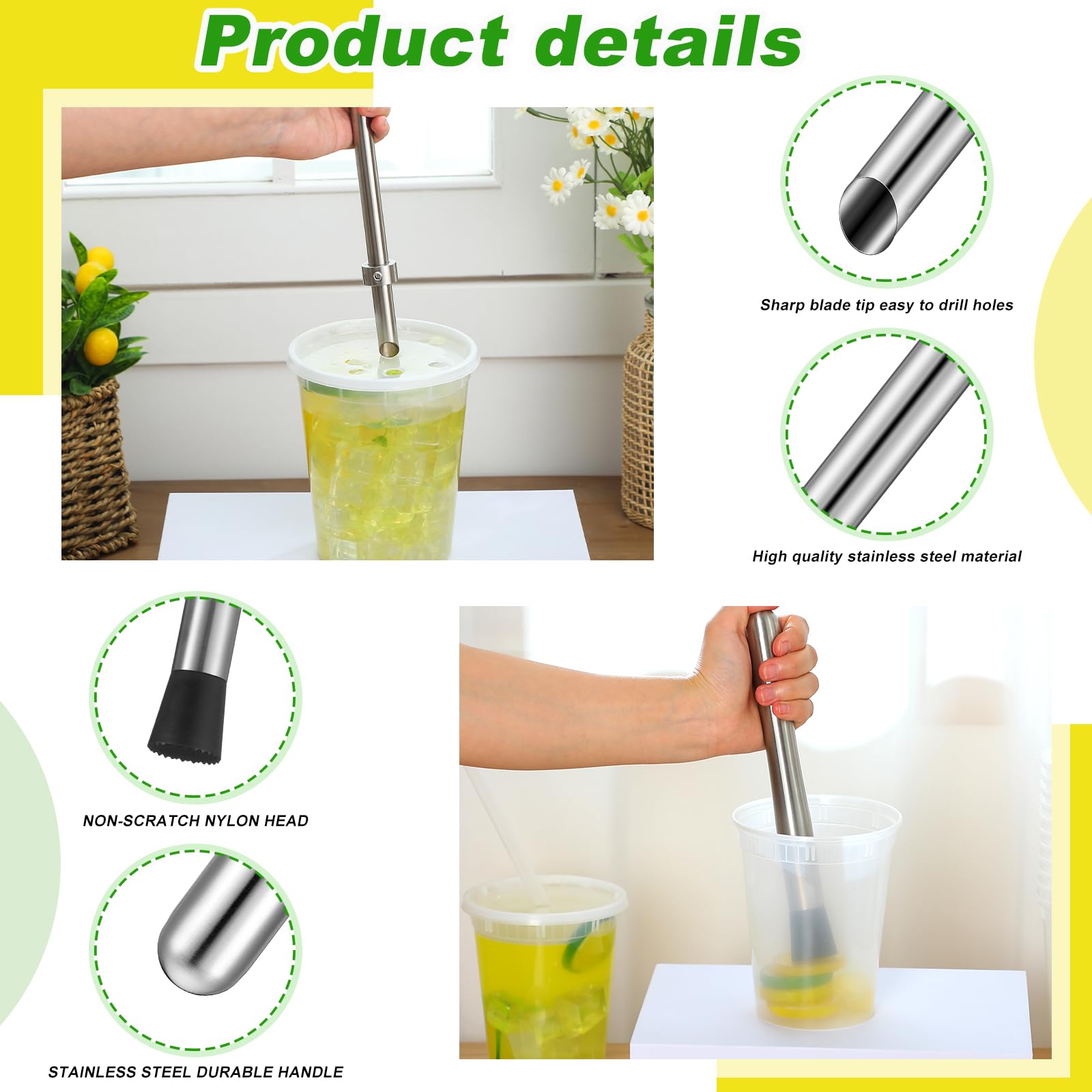 Honeydak Muddler Set - 5 Piece Lemonade Tools -3