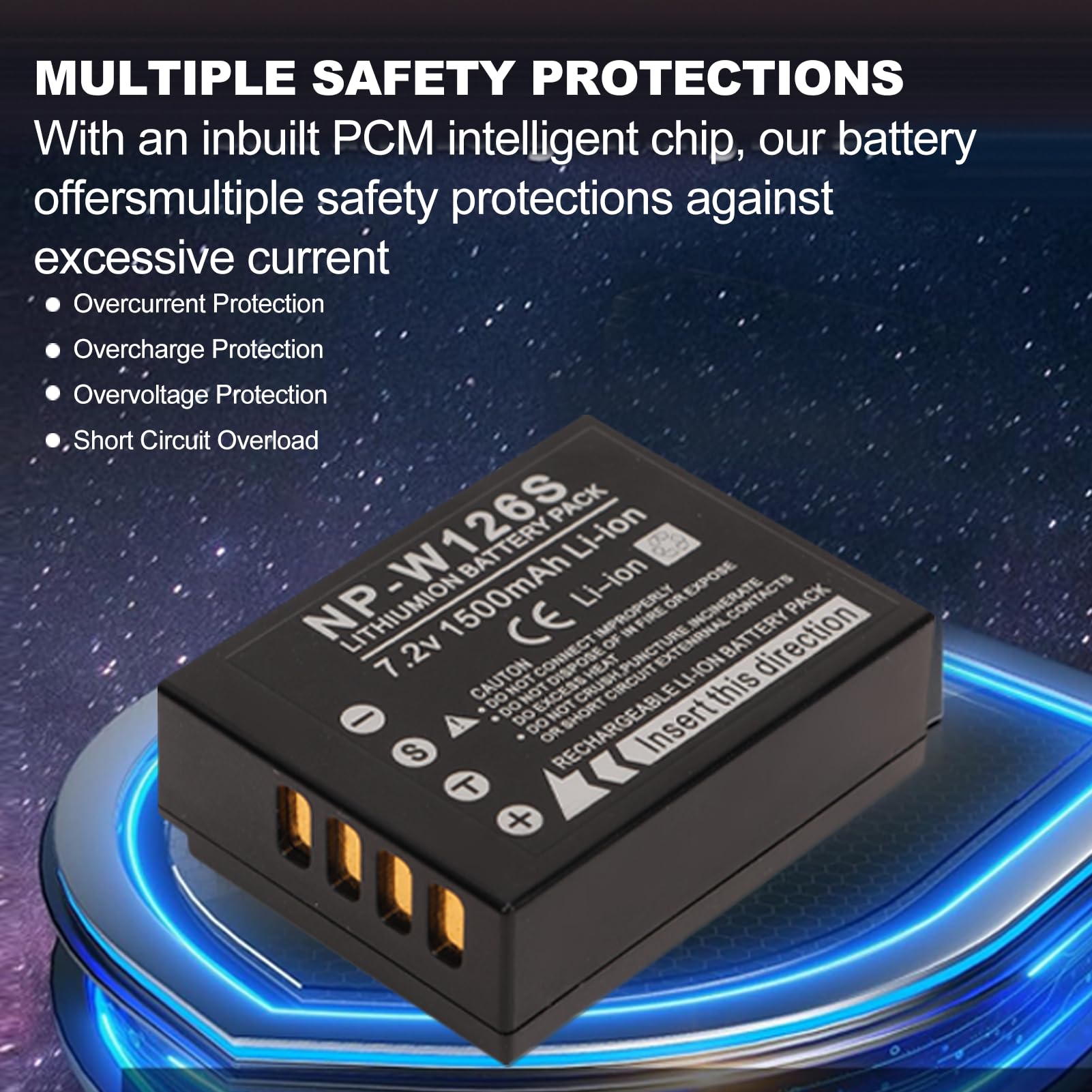 NP-W126S 7.2V 1500mah Rechargeable Lithium Ion Battery, Battery Replacement for Digital Cameras for Fuji XS10 X100V XT30 XT20 XE4 A5