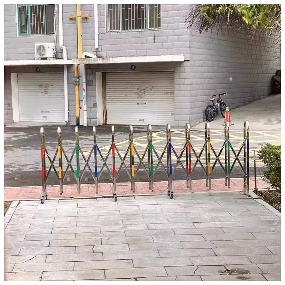 Clôture de Garage Portable et Extensible - Barrière de sécurité pour Les Chantiers et la Gestion du trafic, Portail Pliant Mobile pour Usage extérieur